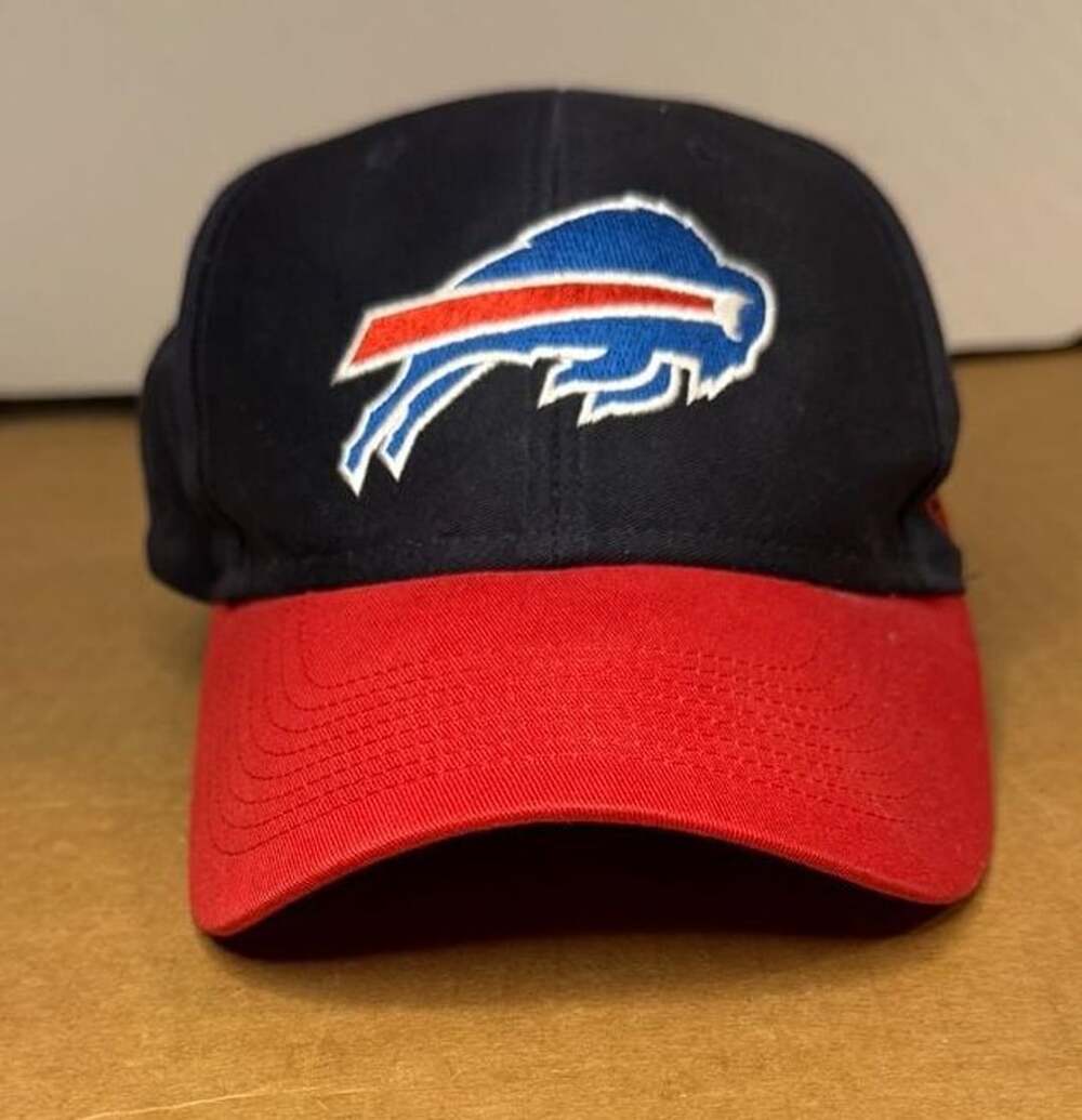 Vintage Reebok NFL Buffalo Bills Navy Blue and Red Strapback Hat